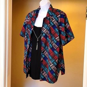 Elementz Mosaic Short Sleeve Attached Necklace Tank